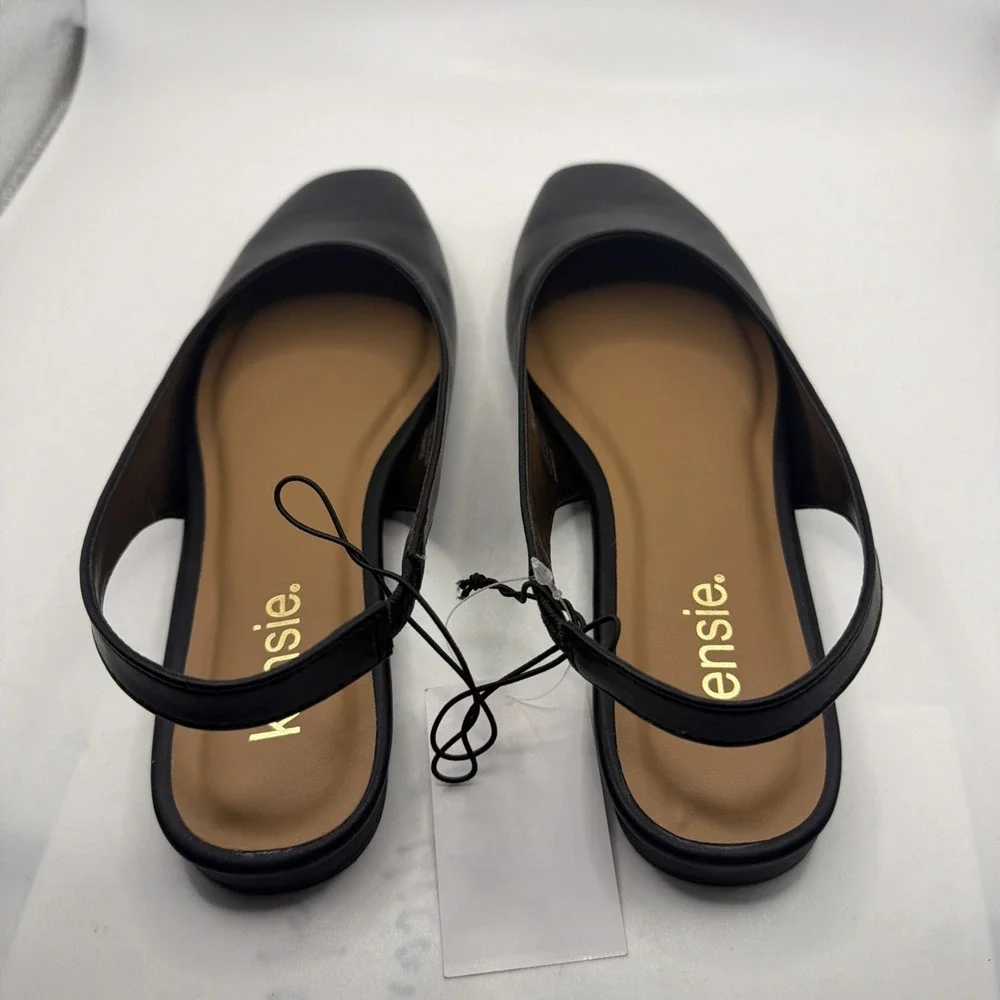 Kensie Women's Felice Dress Shoes Slingback Flats Easy On, Black. New Size 6 New